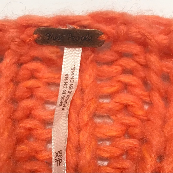 Free People Orange Chamomile Wool Blend Open Front Chunky Cardigan Sweater SZ XS - Picture 9 of 10
